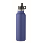 Bouteille anti-fuite avec 2 bouchons interchangeables et paille 700ml couleur bleu