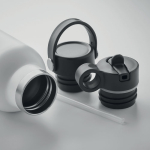 Bouteille anti-fuite avec 2 bouchons interchangeables et paille 700 ml couleur blanc