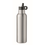Bouteille anti-fuite avec 2 bouchons interchangeables et paille 700ml couleur argenté mat