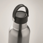 Bouteille anti-fuite avec 2 bouchons interchangeables et paille 700ml couleur argenté mat troisième vue photographique