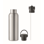 Bouteille anti-fuite avec 2 bouchons interchangeables et paille 700ml couleur argenté mat septième vue