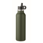 Bouteille anti-fuite avec 2 bouchons interchangeables et paille 700ml couleur vert foncé