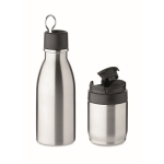 Gourde thermos en inox avec gobelet et couvercle rabattable 500ml couleur argenté mat deuxième vue