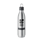 Gourde thermos en inox avec gobelet et couvercle rabattable 500ml couleur argenté mat vue avec zone d'impression