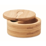 Salière et poivrière en bambou avec couvercle tournant et cuillère couleur bois