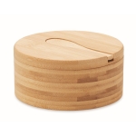 Salière et poivrière en bambou avec couvercle tournant et cuillère couleur bois deuxième vue