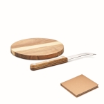 Petit plateau à fromage en bois d´acacia avec couteau couleur bois