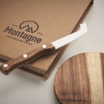 Petit plateau à fromage en bois d´acacia avec couteau couleur bois vue principale