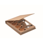 Set de 4 couteaux à fromage avec manches en bois de caoutchouc couleur bois sixième vue