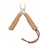 Couteau de poche multi-usages en inox 9 fonctions et étui en liège couleur beige troisième vue