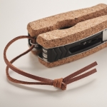 Couteau de poche multi-usages en inox 9 fonctions et étui en liège couleur beige cinquième vue photographique
