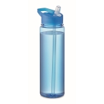 Gourde imprimée en tritan anti-fuite avec paille pour le sport 650ml couleur bleu transparent deuxième vue
