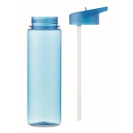 Gourde imprimée en tritan anti-fuite avec paille pour le sport 650ml couleur bleu transparent sixième vue
