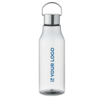 Gourde avec logo en tritan avec couvercle et poignée en acier 800ml couleur transparent vue avec zone d'impression