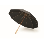Parapluie manuel RPET en pongé coupe-vent avec armature en bambou Ø104 couleur noir