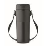 Verre anti-fuite en acier inox avec couvercle, paille et sangle 700ml couleur noir troisième vue