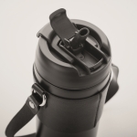Verre anti-fuite en acier inox avec couvercle, paille et sangle 700ml couleur noir quatrième vue photographique