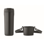 Verre anti-fuite en acier inox avec couvercle, paille et sangle 700ml couleur noir neuvième vue