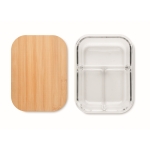 Boîte à lunch en verre avec 3 compartiments, couvercle en bambou 800ml couleur transparent cinquième vue