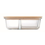 Boîte à lunch en verre avec 3 compartiments, couvercle en bambou 800ml couleur transparent septième vue