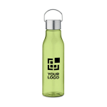 Bouteille anti-fuite en RPET recyclé aux couleurs vives 600ml couleur vert lime transparent vue avec zone d'impression