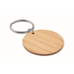 Porte-clés personnalisé simple en bambou rond pas cher couleur bois