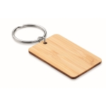 Porte-clés promotionnel pas cher en bambou de forme rectangulaire couleur bois