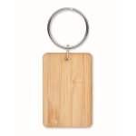 Porte-clés promotionnel pas cher en bambou de forme rectangulaire couleur bois deuxième vue