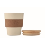 Verre plastique recyclé, bandeau de liège et couvercle bambou 300ml couleur beige cinquième vue
