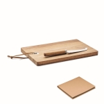 Plateau à fromage promotionnel en bois d'acacia avec couteau couleur bois