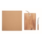 Plateau à fromage promotionnel en bois d'acacia avec couteau couleur bois sixième vue