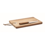 Plateau à fromage promotionnel en bois d'acacia avec couteau couleur bois huitième vue