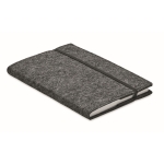 Porte-documents en feutre RPET avec bloc-notes et porte-stylo A4 couleur gris foncé