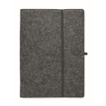 Porte-documents en feutre RPET avec bloc-notes et porte-stylo A4 couleur gris foncé deuxième vue