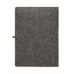 Porte-documents en feutre RPET avec bloc-notes et porte-stylo A4 couleur gris foncé troisième vue