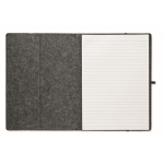 Porte-documents en feutre RPET avec bloc-notes et porte-stylo A4 couleur gris foncé quatrième vue