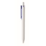 Stylos d´entreprise recyclés blancs avec clip couleur encre bleue couleur bleu troisième vue