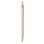 Stylos d´entreprise recyclés blancs avec clip couleur encre bleue couleur bleu quatrième vue