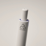 Stylos d´entreprise recyclés blancs avec clip couleur encre bleue couleur bleu cinquième vue photographique