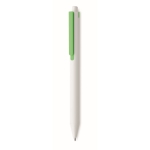 Stylos d´entreprise recyclés blancs avec clip couleur encre bleue couleur vert lime