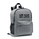 Sac à dos en polyester réfléchissant 190T pour ordinateur 15´´ couleur argenté mat vue avec zone d'impression