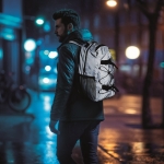 Sac à dos en polyester réfléchissant rembourré pour ordinateur de 15´´ couleur argenté mat vue d'ambiance