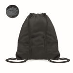 Sac à dos publicitaire réfléchissant avec cordon épais et poche zippée couleur noir