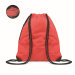 Sac à dos publicitaire réfléchissant avec cordon épais et poche zippée couleur rouge