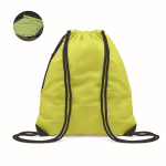 Sac à dos publicitaire réfléchissant avec cordon épais et poche zippée couleur jaune