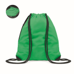 Sac à dos publicitaire réfléchissant avec cordon épais et poche zippée couleur vert