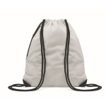 Sac à dos publicitaire réfléchissant avec cordon épais et poche zippée couleur beige sixième vue