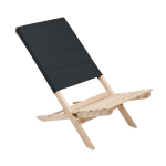 Chaise de plage pliable en bois avec assise basse, poids max. 95 kg couleur noir
