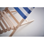 Chaise de plage pliable en bois avec assise basse, poids max. 95 kg couleur bleu