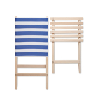 Chaise de plage pliable en bois avec assise basse, poids max. 95 kg couleur bleu